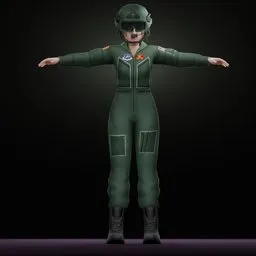 Female Pilot in Flight Suit and Helmet
