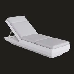 Detailed 3D model of an adjustable polyethylene chaise lounge suitable for in-pool use, with moveable back support, designed in Blender.