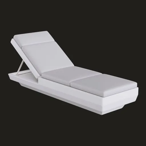 Detailed 3D model of an adjustable polyethylene chaise lounge suitable for in-pool use, with moveable back support, designed in Blender.