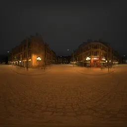 Foggy European Street at Night
