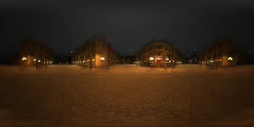Foggy European Street at Night