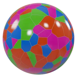 Vibrant multi-colored tiled PBR material for 3D models in Blender, with high-resolution 4K texture.