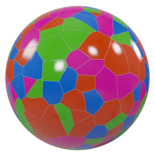 Vibrant multi-colored tiled PBR material for 3D models in Blender, with high-resolution 4K texture.