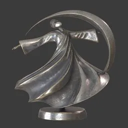 Dancing human silver statue