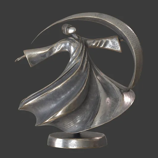Dancing human silver statue