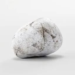 "River Rock 14: A low-poly, hand-sculpted, PBR river rock or stone for Blender 3D. This smooth boulder showcases a white rock with a black spot, perfect for environment element projects and realistic renderings."