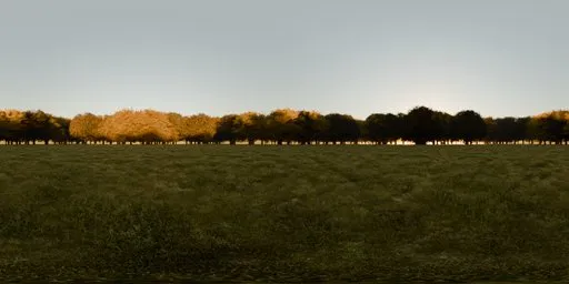 Tranquil field with grazing sheep and tree line, ideal for scene lighting HDR.