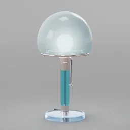 3D model of Wagenfeld WG 24 table lamp rendered in Blender, showcasing design and detail.