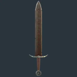 Engraved Medieval Sword Rusty blade Game ready