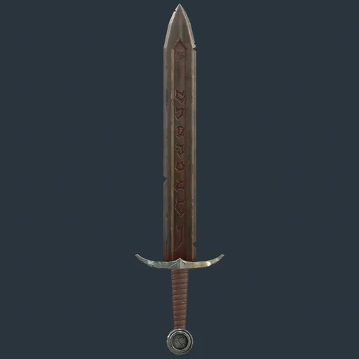 Engraved Medieval Sword Rusty blade Game ready