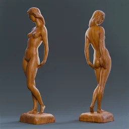 Wooden sculpture of a woman