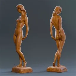 Wooden sculpture of a woman