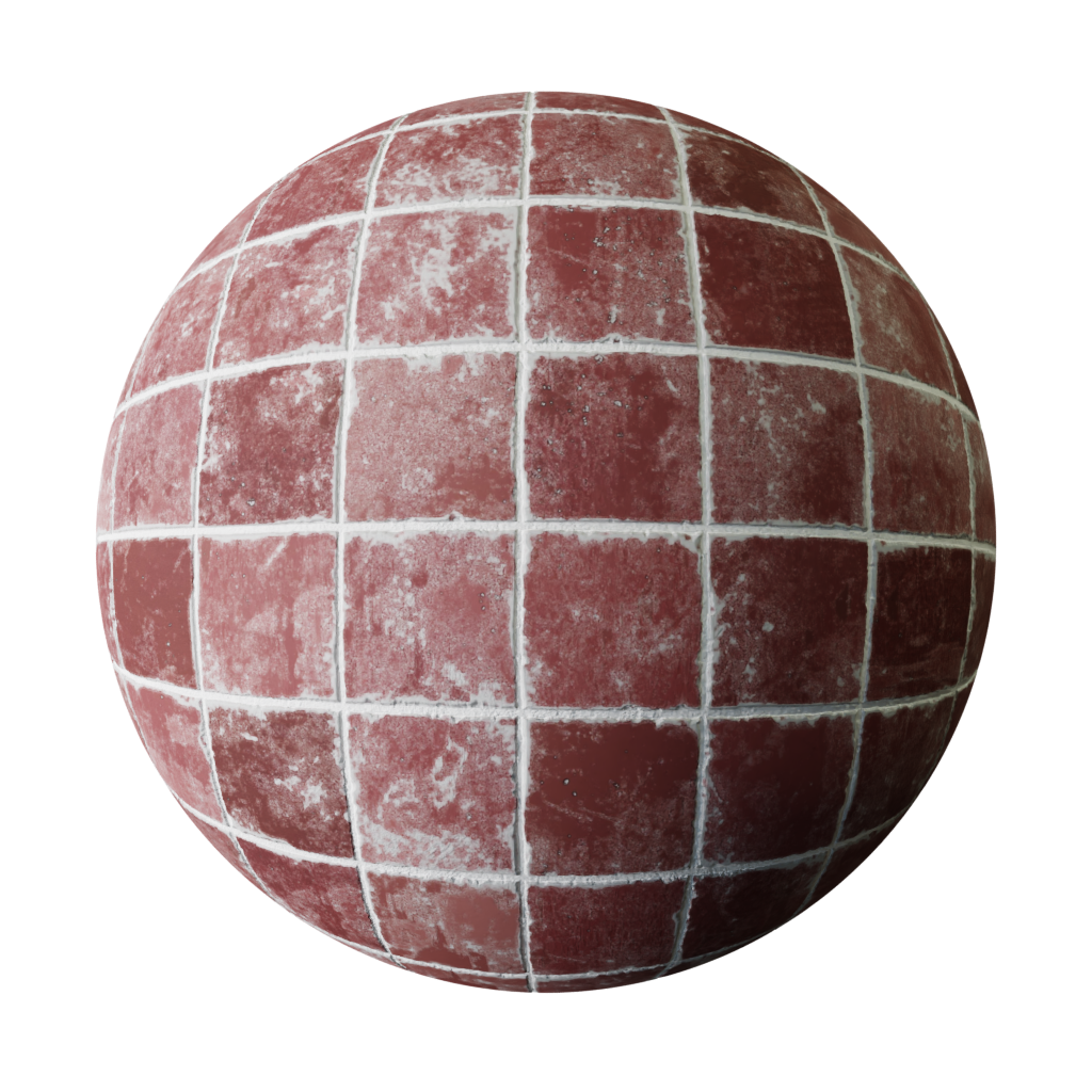 Hand painted teal red tile FREE 3D tiles materials BlenderKit