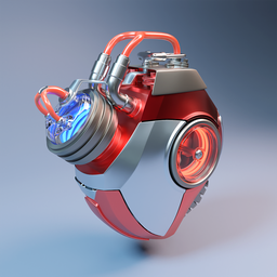 Futuristic 3D-rendered artificial heart showcasing modern, intricate design suitable for Blender 3D users and medical visualizations.