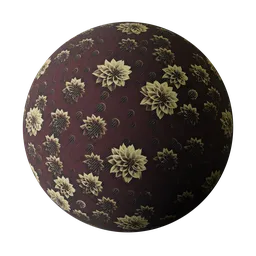 High-quality Floral Wallpaper PBR material for Blender 3D, customizable colors and adjustable roughness for versatile use.