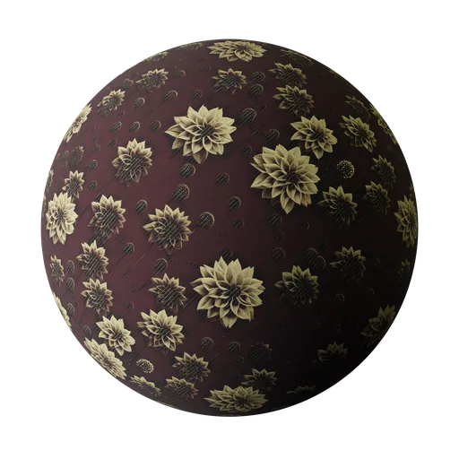 High-quality Floral Wallpaper PBR material for Blender 3D, customizable colors and adjustable roughness for versatile use.