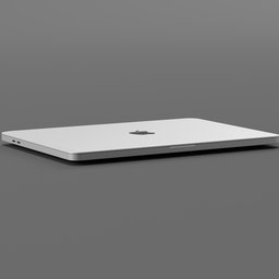 "White Apple Macbook rendered in Blender 3D. Close-up shot on a grey surface. Compatible with Cycles and Eevee."