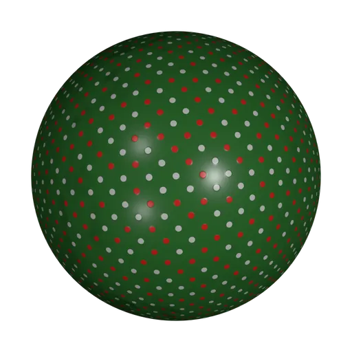 High-quality seamless polkadot pattern for Blender PBR material texturing, suitable for festive 3D projects.