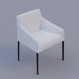 Realistic fabric armchair 3D model with sleek black legs, designed for Blender rendering.