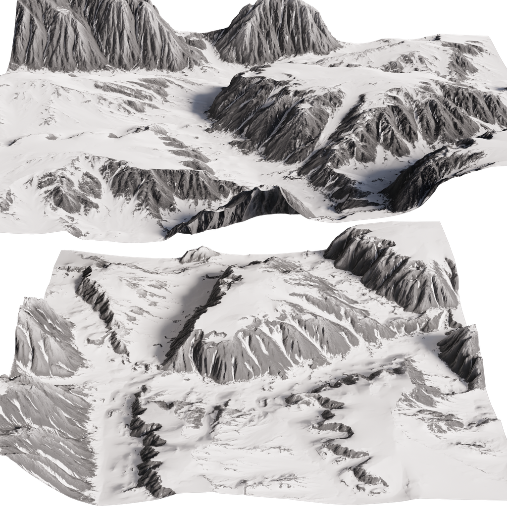 Snowy Mountains Terrain | FREE Terrains models | Blendkit