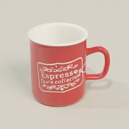 Red espresso cup 3D model with customizable colors for Blender rendering.