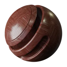 Dark reddish-brown PBR maroon parquet floor material texture, geometric pattern, for Blender 3D and Substance.