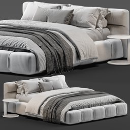"Experience luxury with the Bed B&B Italia Tufty 3D model in Blender. Featuring a solid gray design, the bed is accompanied with pillows and a blanket for added comfort. With accurate features and 399.246 polys, this 3D model is perfect for your next interior design project."