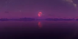 Large Red Moon Purple Sky
