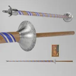 Detailed 3D model of Emperor Maximilian I's tournament lance with intricate designs, optimized for Blender rendering.