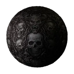 Metal Engraved Dark Demon Skull
