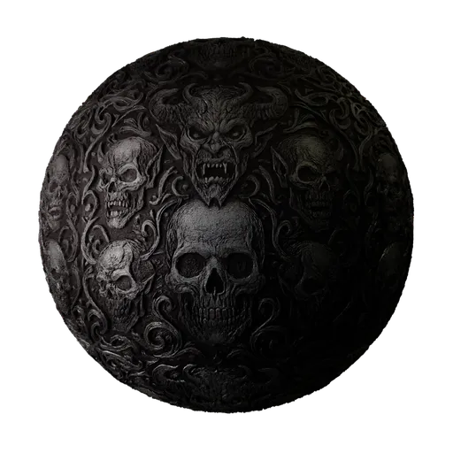 Metal Engraved Dark Demon Skull