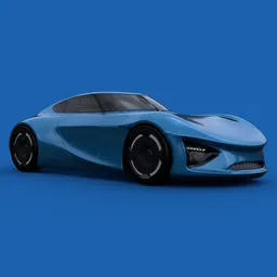 "High-quality Blender 3D model of a futuristic concept sports car, designed and modeled by an AI. This visually stunning blue sports car features a sleek design and comes with a basic interior, perfect for realistic external renders. Ideal for any project, this unique model is not based on any existing brands, offering versatility and boundless creative possibilities."