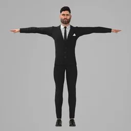 Man Bearded Business Suit Rigged