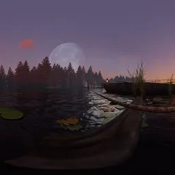 Moonlit Forest Lake Dock