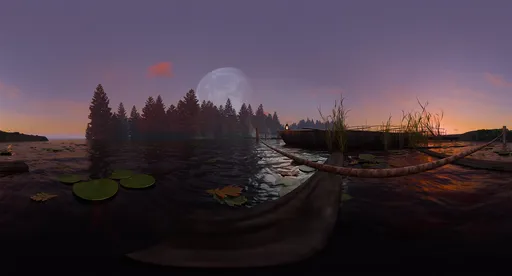 Moonlit Forest Lake Dock