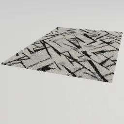 High-quality 3D model of a textured designer carpet with an abstract geometric pattern, ideal for Blender 3D projects.