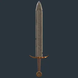 Engraved Medieval Sword Copper Handle Game ready