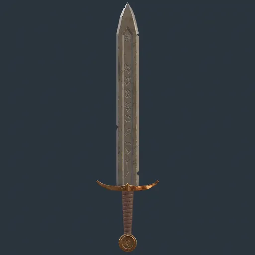 Engraved Medieval Sword Copper Handle Game ready