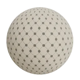 Grid and floral motifs wallpaper