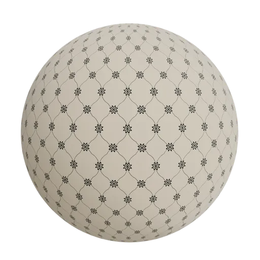 Grid and floral motifs wallpaper