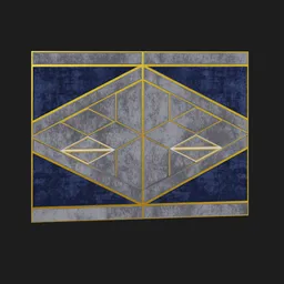 Elegant Blender 3D grey diamond pattern panel with golden accents for interior design.