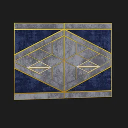 "Grey Diamond with Golden 3D Panel for Interior Decoration in Blender 3D. Angular shapes and metallic shaded texture with a square border give an Art Deco vibe to this procedural rendering asset. Perfect for adding a touch of elegance to any 3D interior design project."