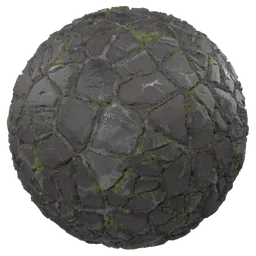 High-resolution PBR mossy gray stone texture for 3D modeling and rendering in Blender.