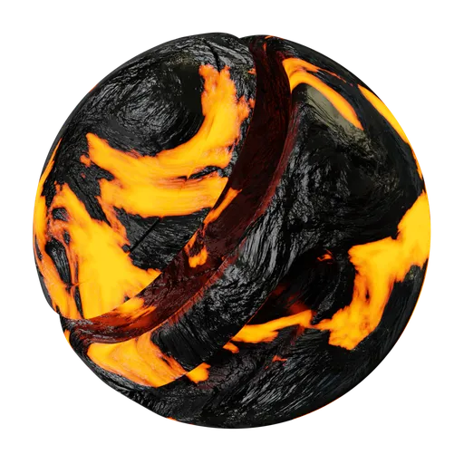 High-detail procedural lava magma texture for Blender with emissive and roughness controls, suitable for PBR workflows.