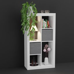 IKEA like shelf with decoration set (lamp, books , plants)