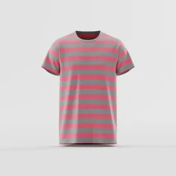 Pink and Grey Striped T-shirt