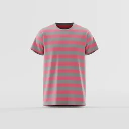 Pink and Grey Striped T-shirt