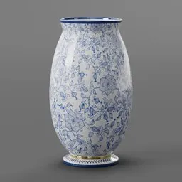 Intricately designed 3D-rendered ceramic vase with floral motifs, ideal for Blender artists and enthusiasts.