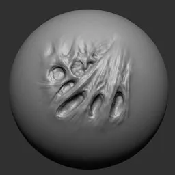 3D sculpting brush effect for detailed burn wounds on digital models, compatible with Blender.