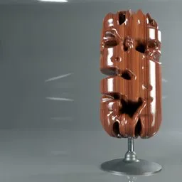 Detailed 3D modeled totem with polished wood texture on stand for Blender rendering.